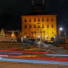 Schloss Moritzburg mit abendlichen Lichtspuren