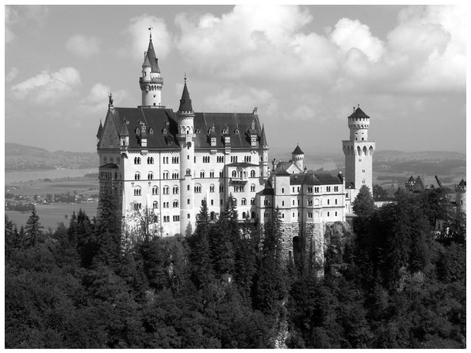 Schloss Neuschwanstein in S/W