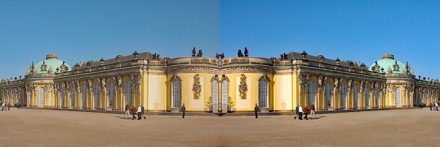 Schloß Sanssouci gespiegelt