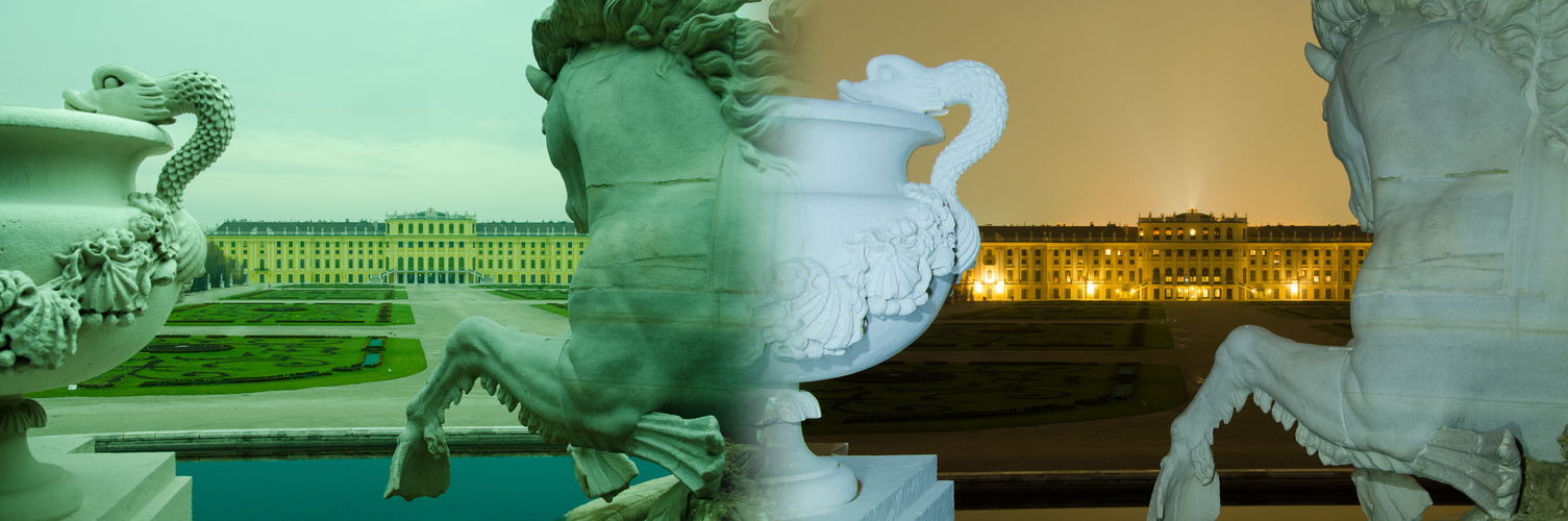 Schloss Schönbrunn bei Tag und Nacht