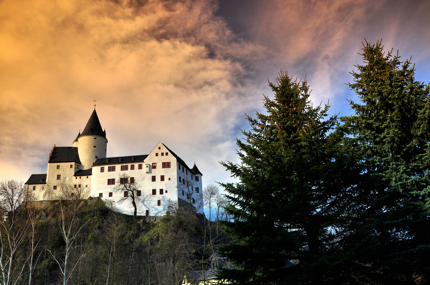 Schloss Schwarzenberg / Sachsen / Erzgeb......mit Orange-Verlaufsfilter