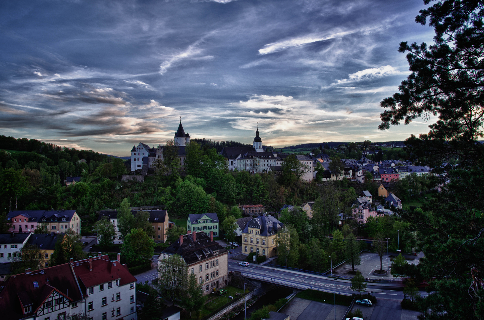 Schloss und Kirche in Schwarzenberg