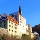 Schloss Wesenstein aus dem schmalen Müglitztal...