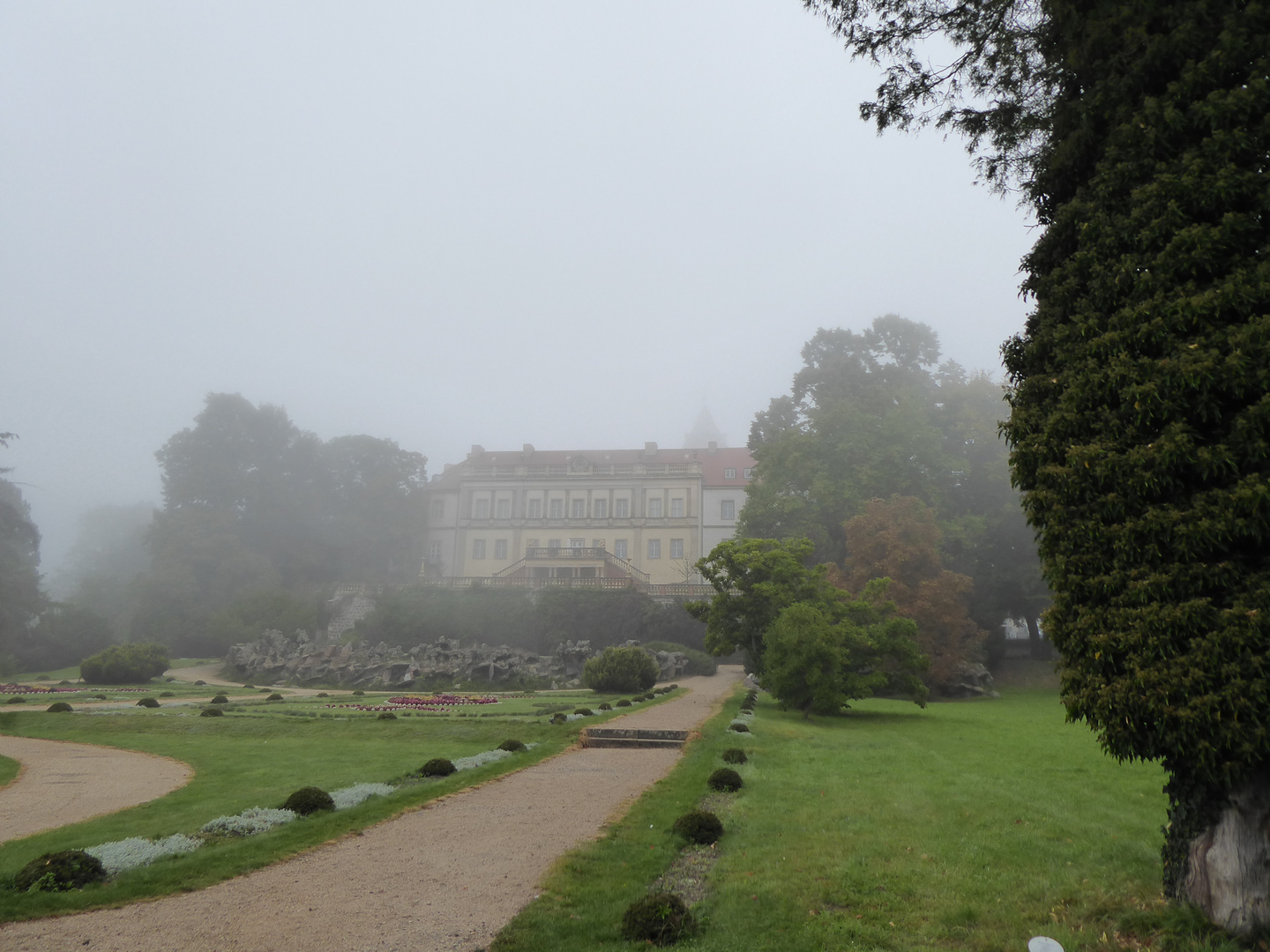 Schloß Wiesenburg im Nebel