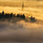 Schlossberg Graz im Nebel