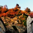 Schloßbergstiege mit Uhrturm in der Abendsonne