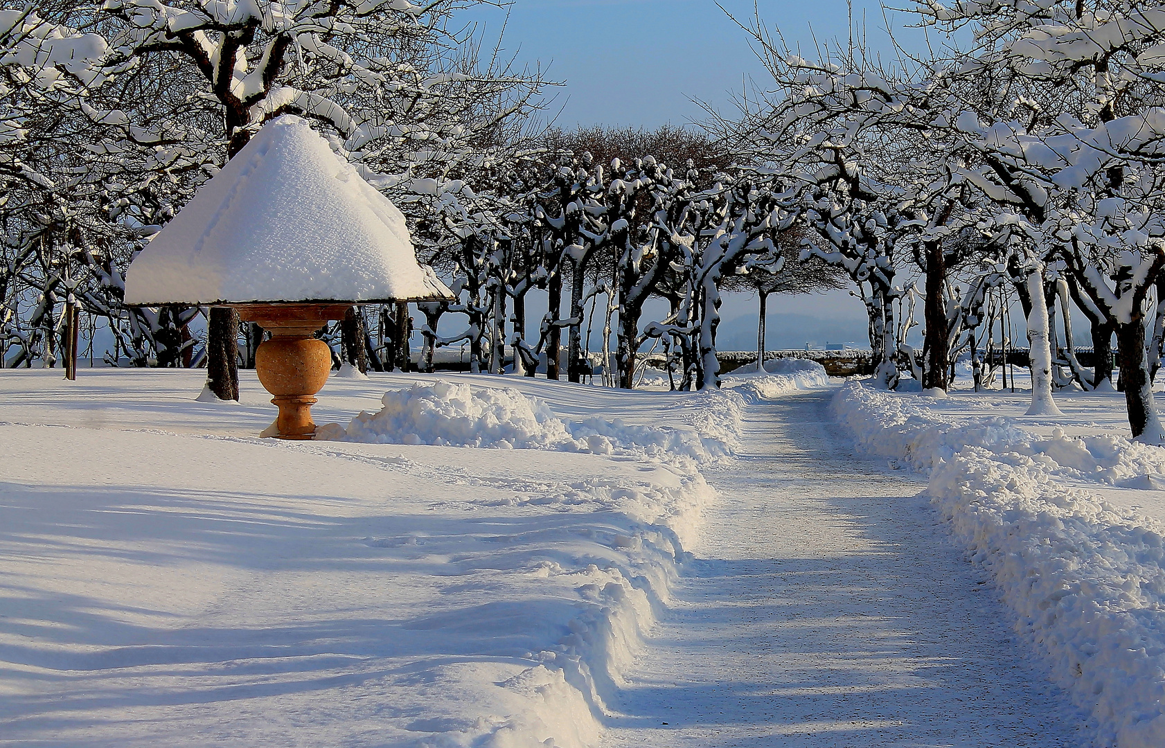 Schlossgarten Dachau im Schnee