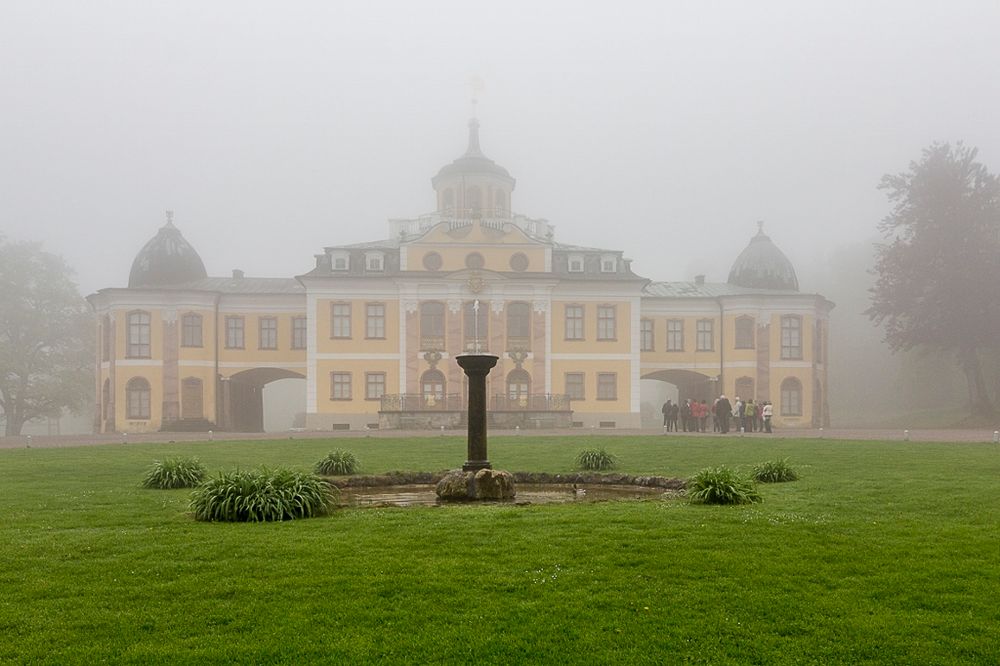 Schlosspark im Frühnebel