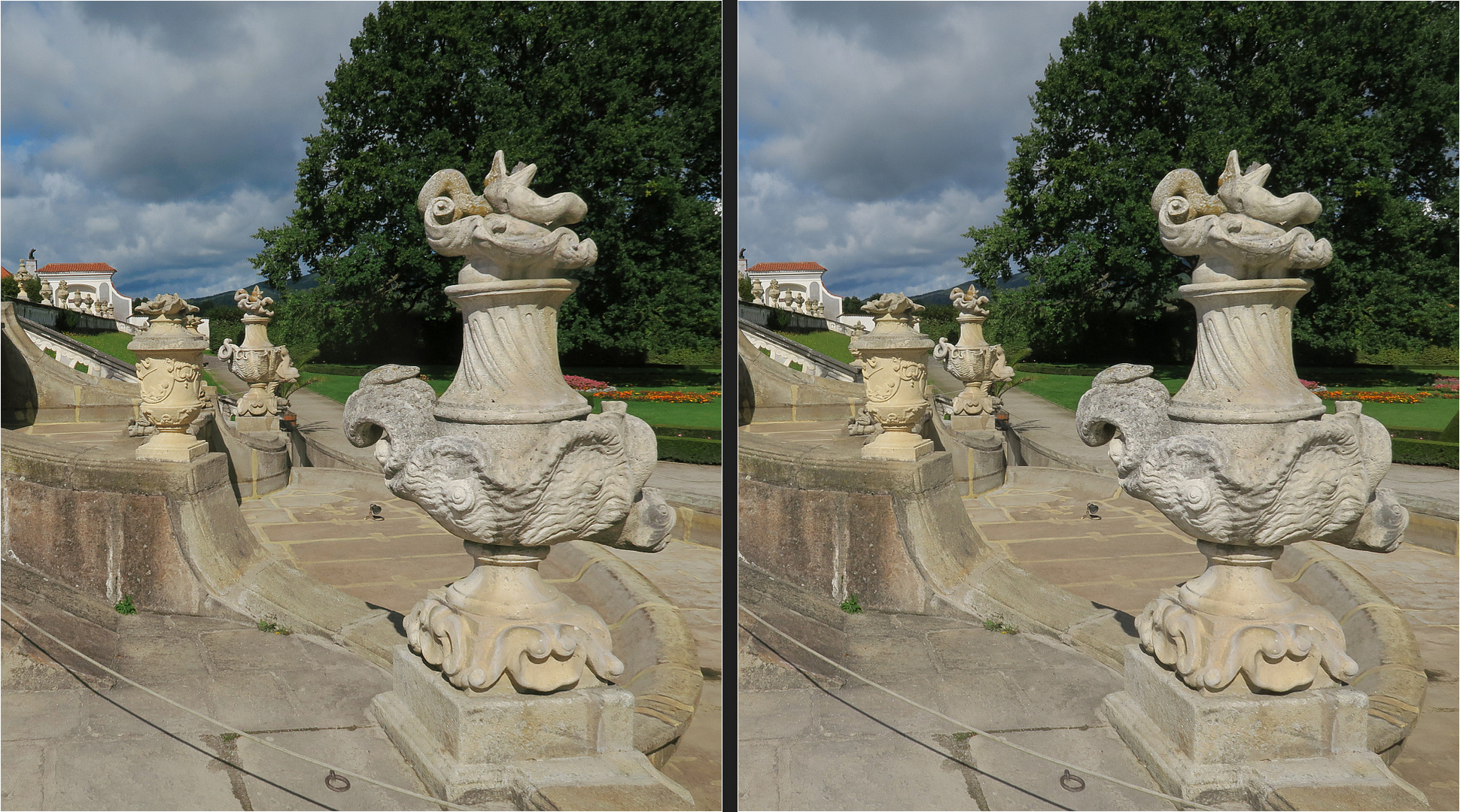 Schloßpark in Cesky Krumlov (3D Kreuzblick)