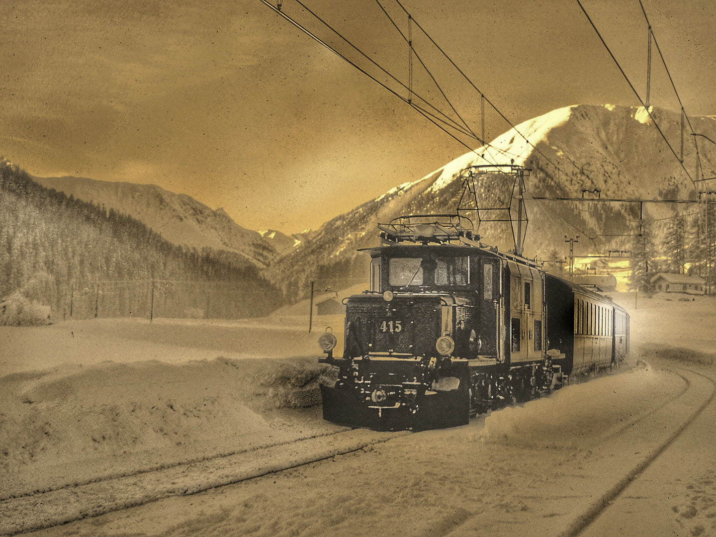  Schmalspurbahn bei  Davos 1966
