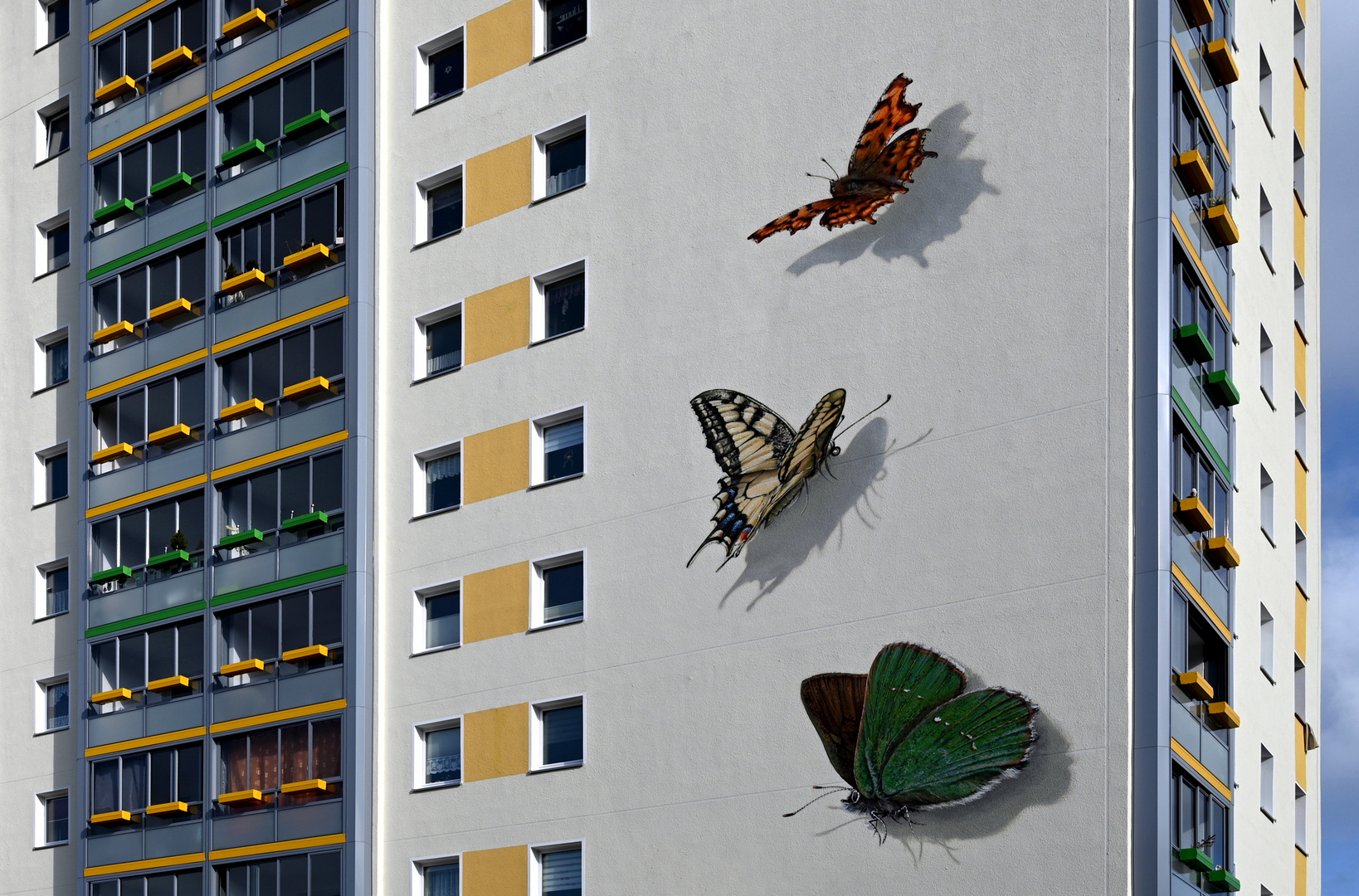 Schmetterlinge am Bau Foto & Bild dokumentation, fassaden, hauswand Bilder auf