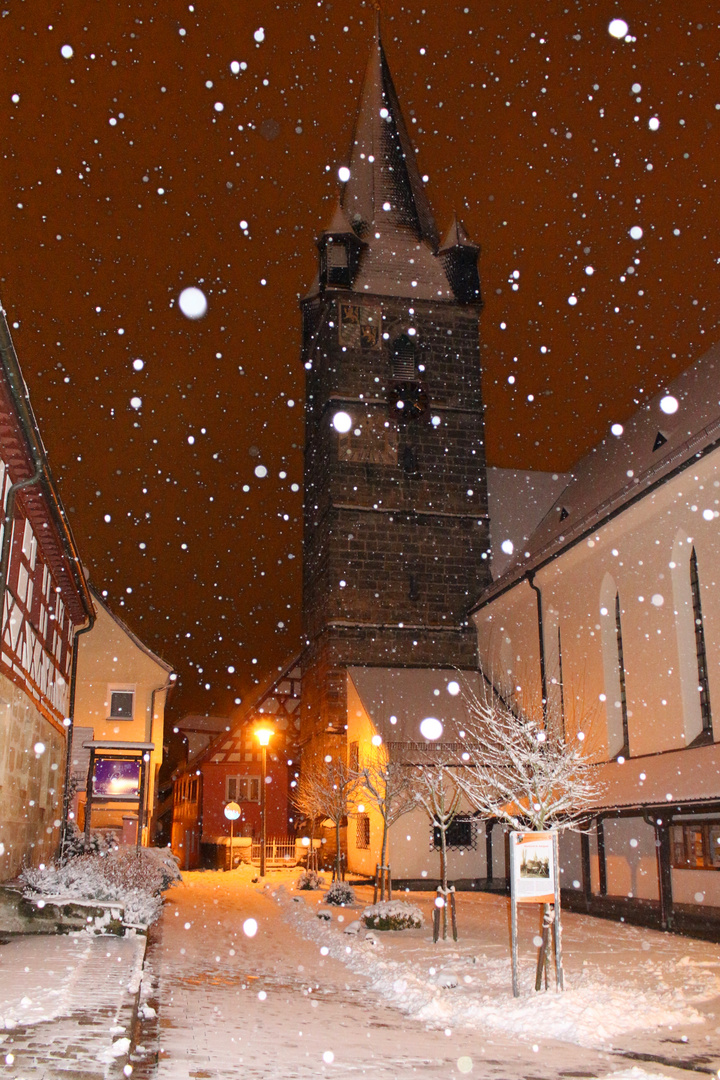 Schnaittach, Kirche, Schnee, Winter, Franken