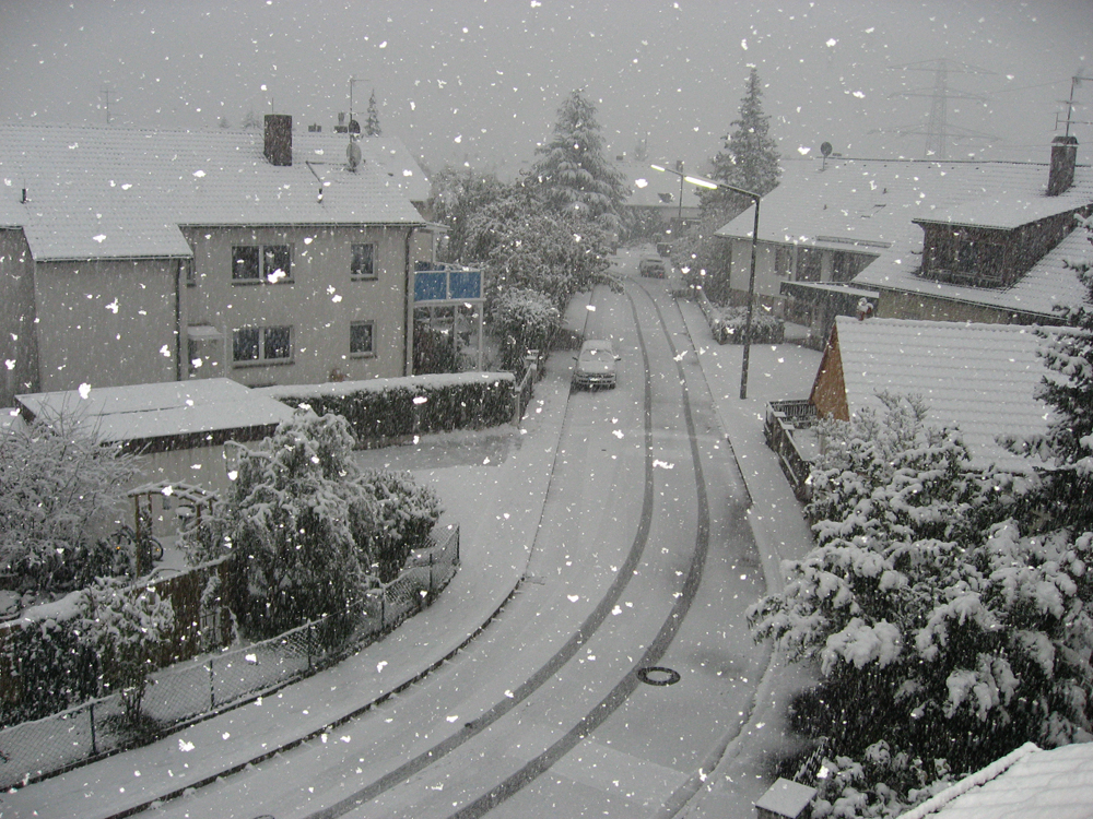 Schnaittach verschneite Strasse Winter