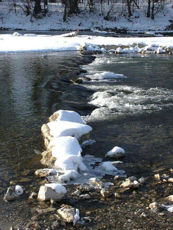 Schnee an der Isar