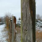 Schnee auf dem Zaunpfahl