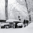 Schnee auf der Bank