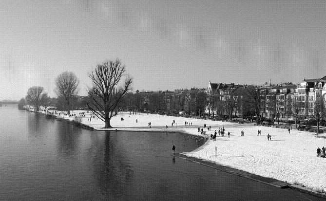 schnee auf der neckarwiese