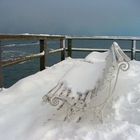 Schnee auf der Seebrücke in Sellin auf Rügen