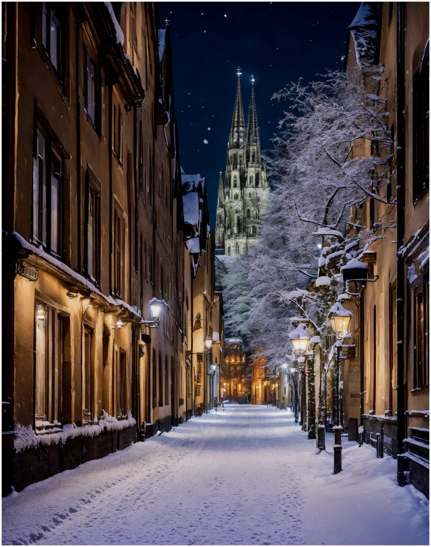 Schnee in der Kölner Altstadt