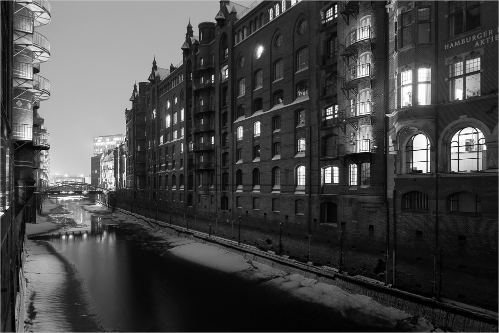 Schnee in der Speicherstadt