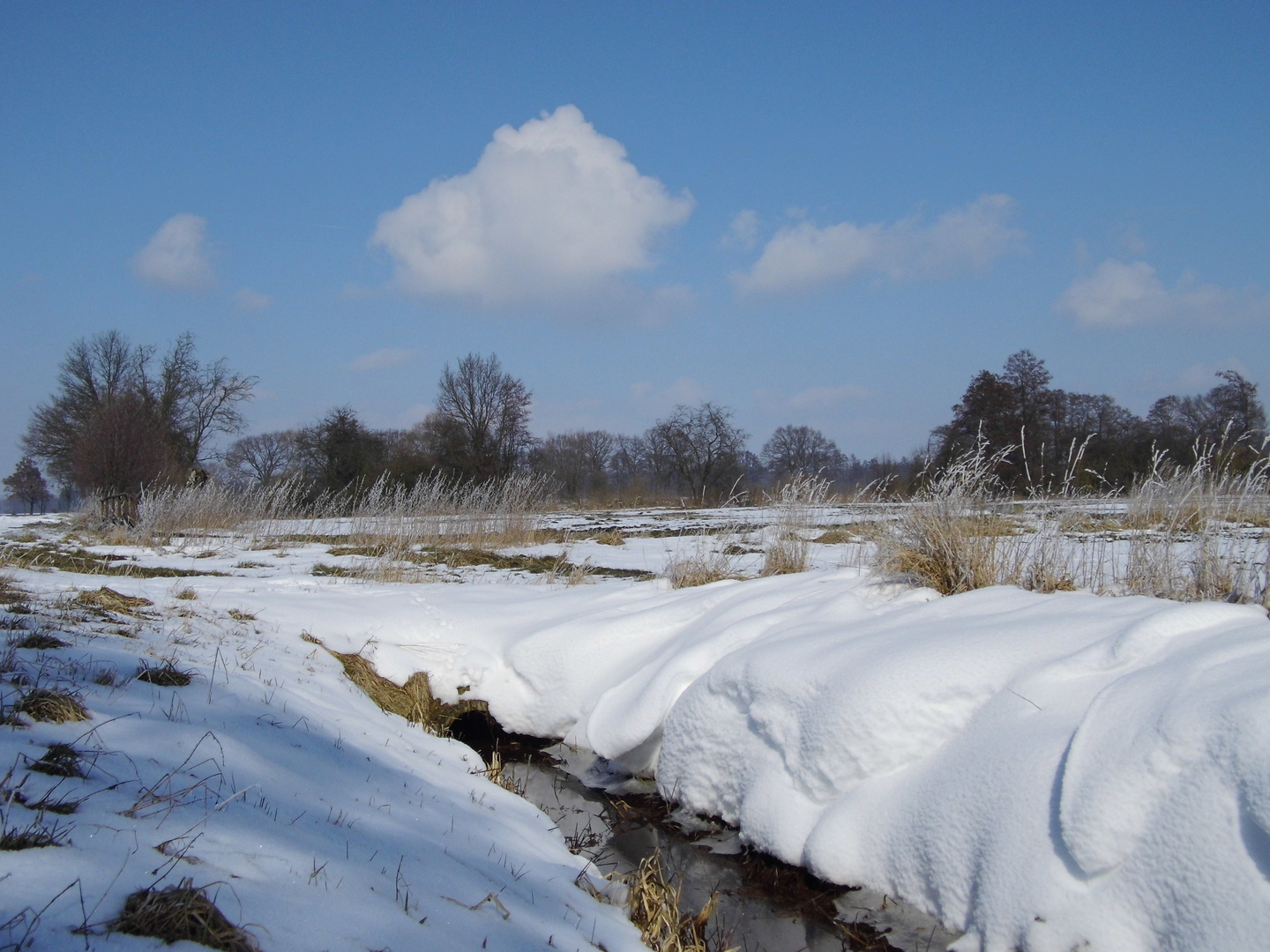 Schnee Kälte und blauer Himmel