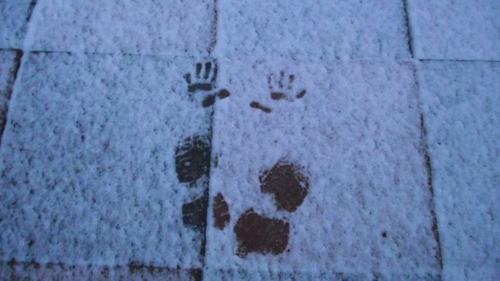 Schnee und Abdrücke