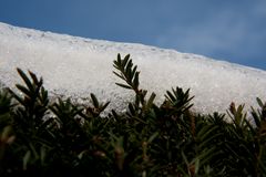 Schnee und blauer Himmer im winterlichem Bruchsal