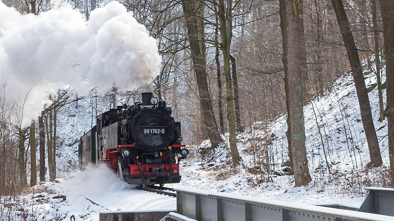 Schnee und Dampf im Rabenauer Grund