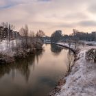 Schnee und Eis in den Lippeauen - Blick Richtung Innenstadt