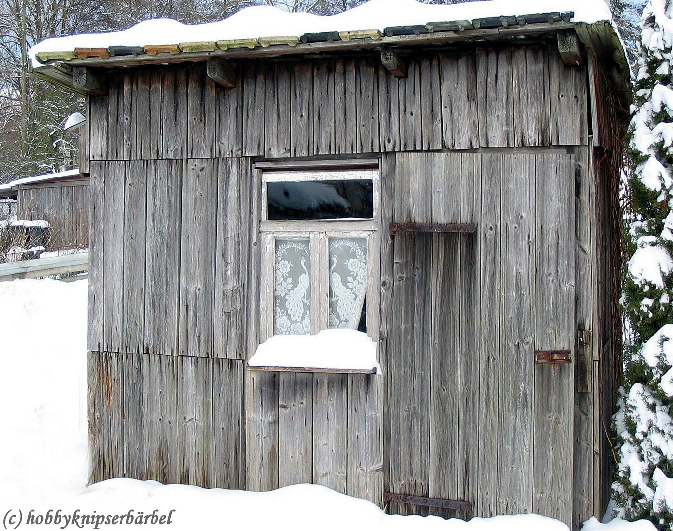 Schnee vor der Hütten