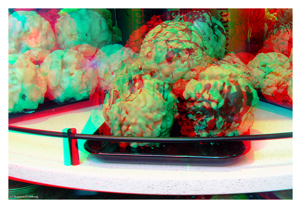 Schneeballen in 3D (Rot/Cyan)