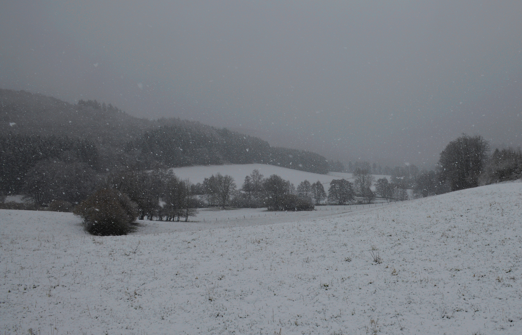 Schneefall an der Endert im März