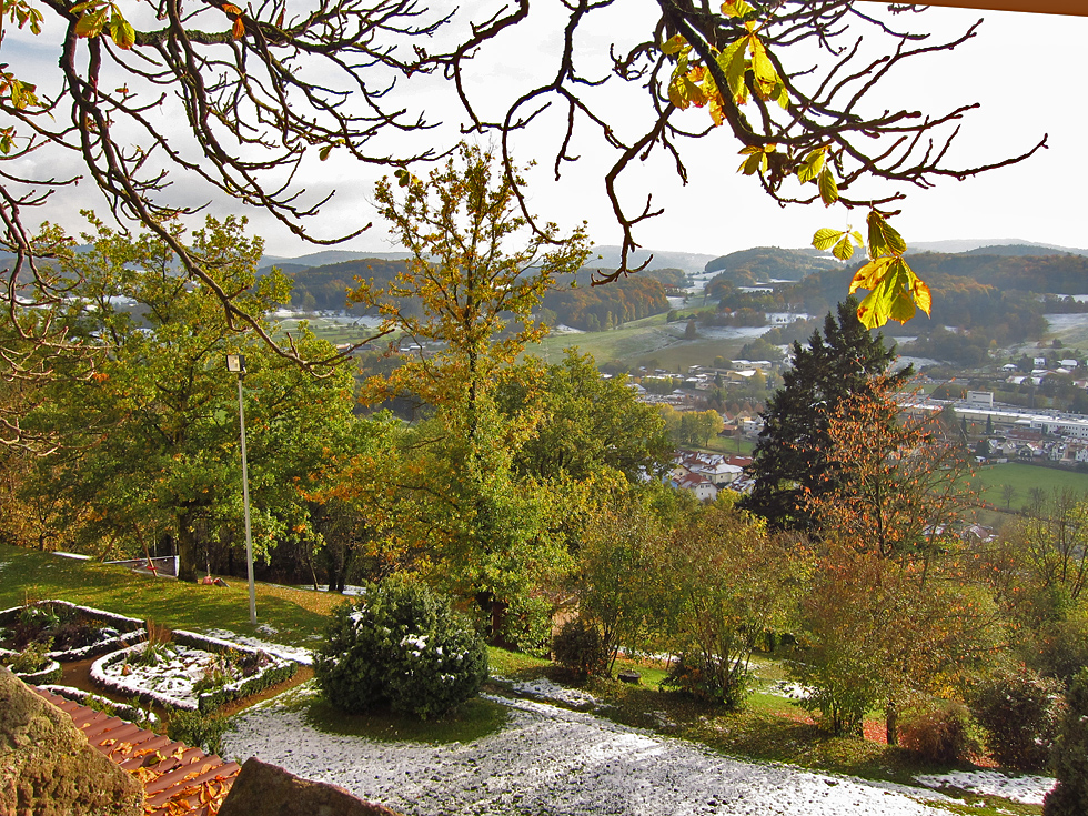 Schneefallgrenze Blick von Schloss Reichenberg