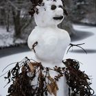 Schneefrau im Baströckchen im Bremer Bürgerpark