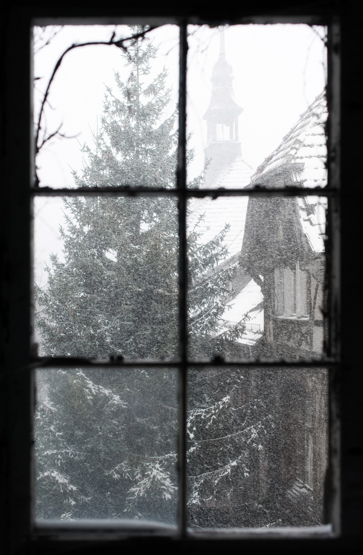 Schneegestöber in Beelitz Heilstätten