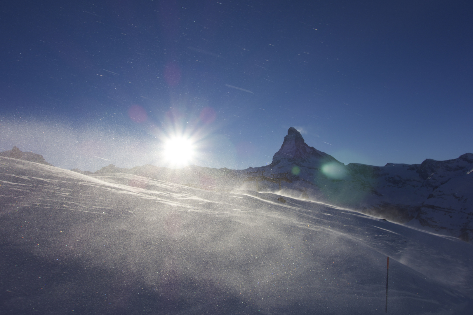 Schneegestöber mit Matterhorn