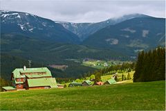 Schneekoppe in den Wolken