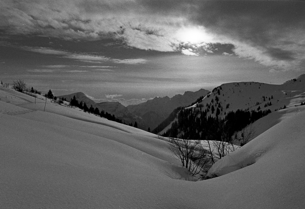 Schneelandschaft in Selez UR, Schweiz