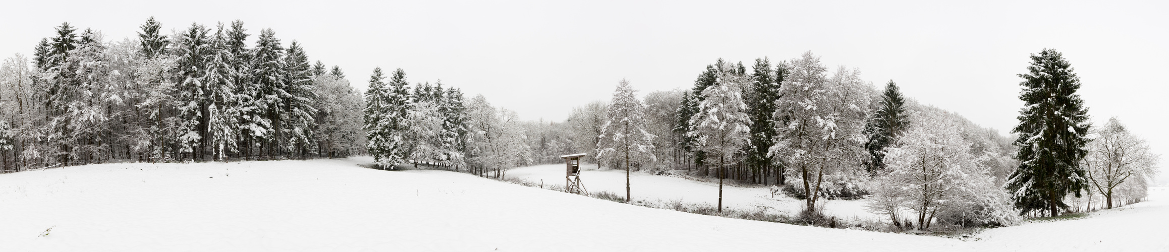 Schneelandschaft mit Hochsitz