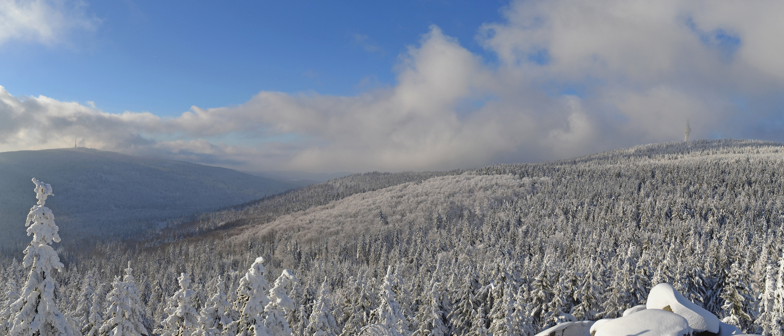 Schneelandschaft Ochsenkopf und Schneeberg