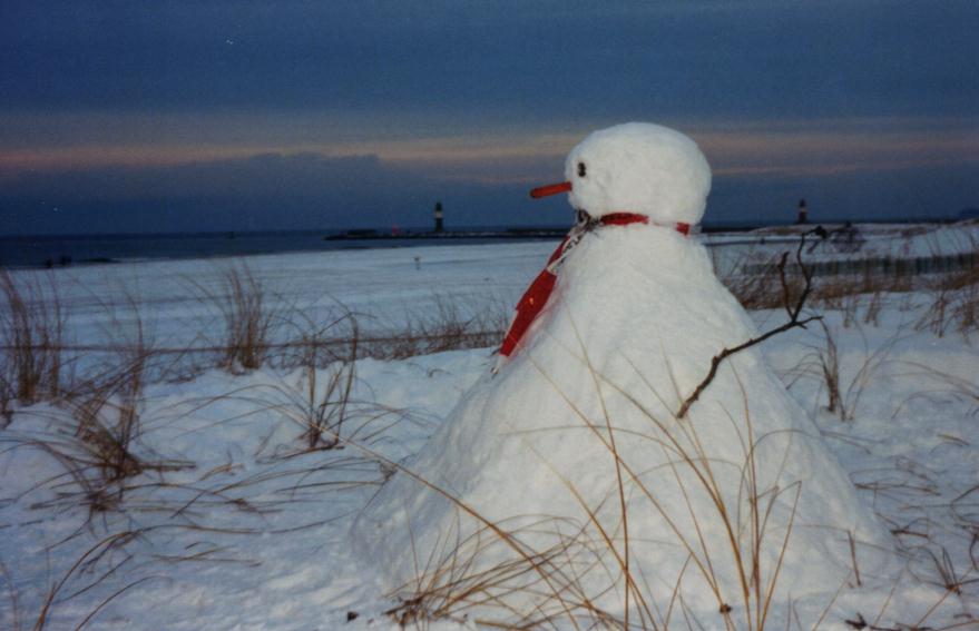 Schneemann am Strand