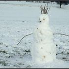 Schneemann in Winterlandschaft