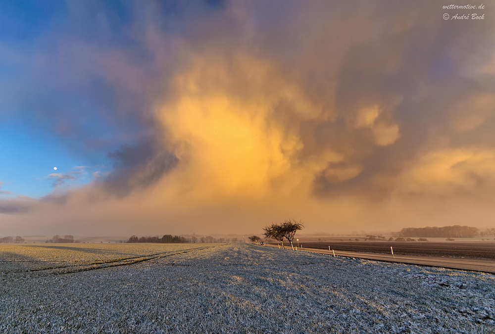 Schneeschauer im Abendlicht