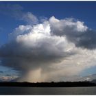 Schneeschauer über der Herren-Insel im Chiemsee