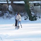 Schneeschieben auf Kufen