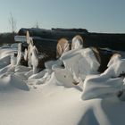 Schneeskulpturen am Wegesrand