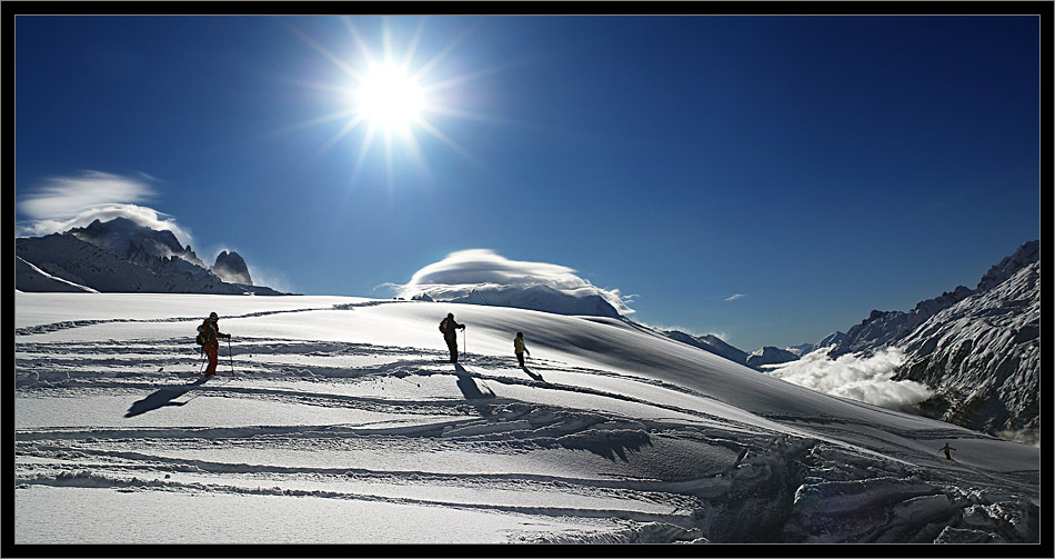 Schneespuren am Mont Blanc