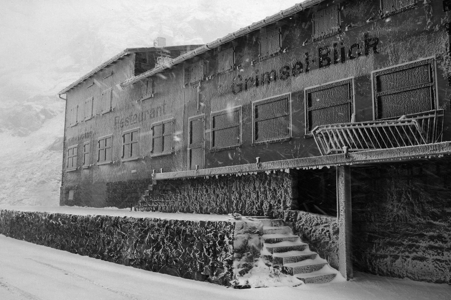 Schneesturm auf dem Grimsel