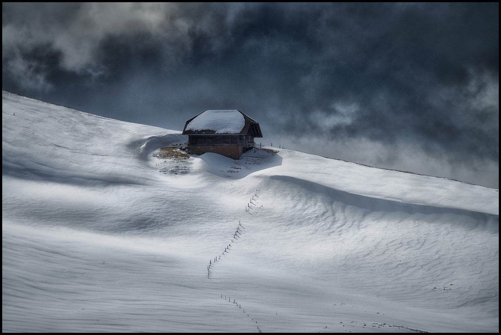 Schneesturm über der Alp