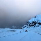 Schneesturm zwischen Kirkjubæjarklaustur und Vík í Mýrdal 